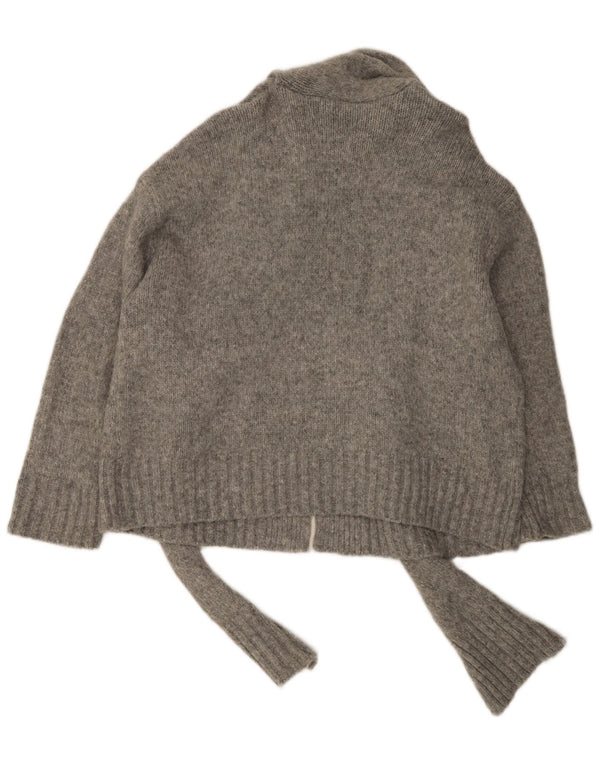 Zara Damen-Strickjacke mit übergroßer Vorderseite und Krawatte, UK 16, großes graues Nylon