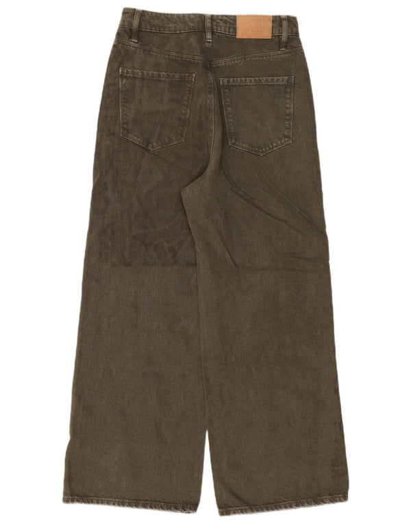Zara Damen-Jeans mit hoher Taille und weitem Bein, EU 36, XS, B26, L27, Khaki