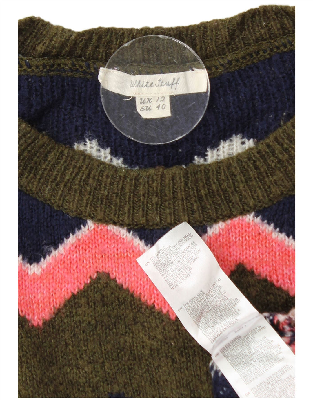 White Stuff Damen-Pullover mit Rundhalsausschnitt, Größe M, mehrfarbig