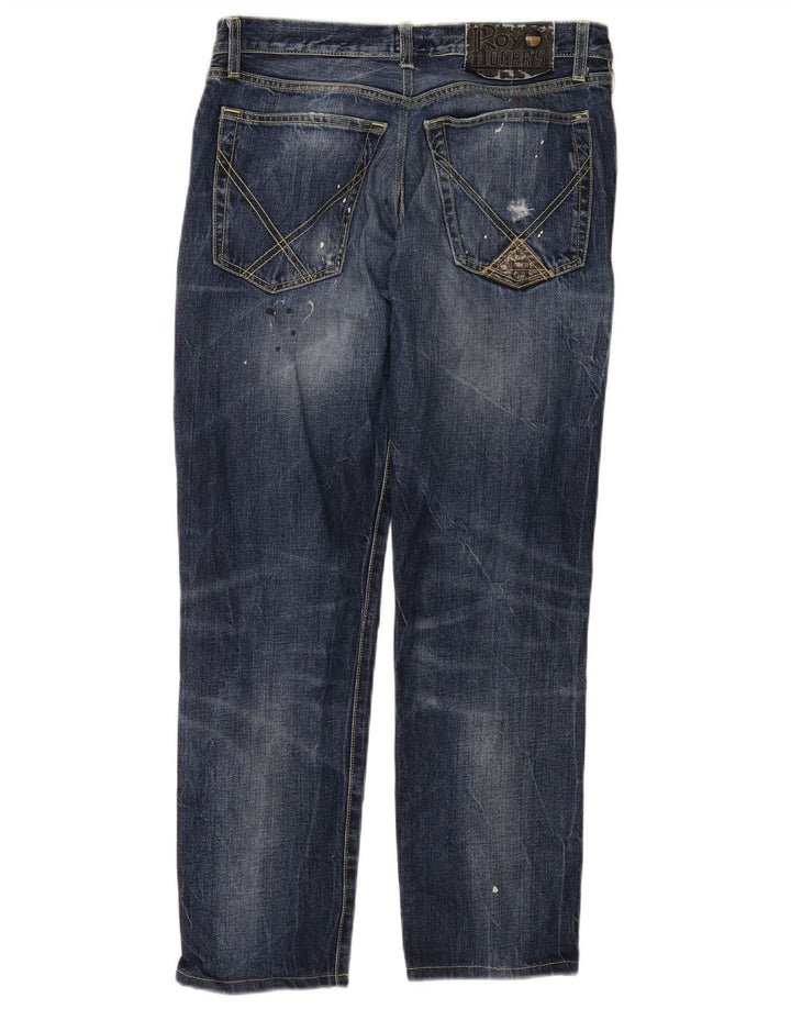 ROY ROGERS Womens Distressed Straight Jeans W33 L28 Blue Cotton