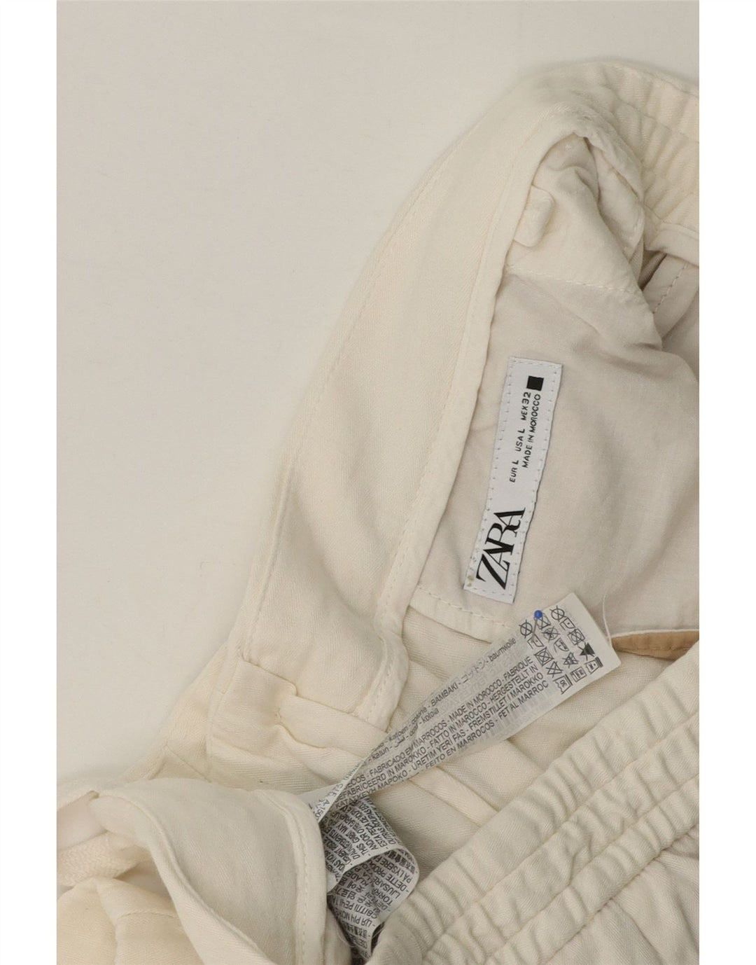 Zara Herren Chino-Shorts, Größe L, W32, weiße Baumwolle
