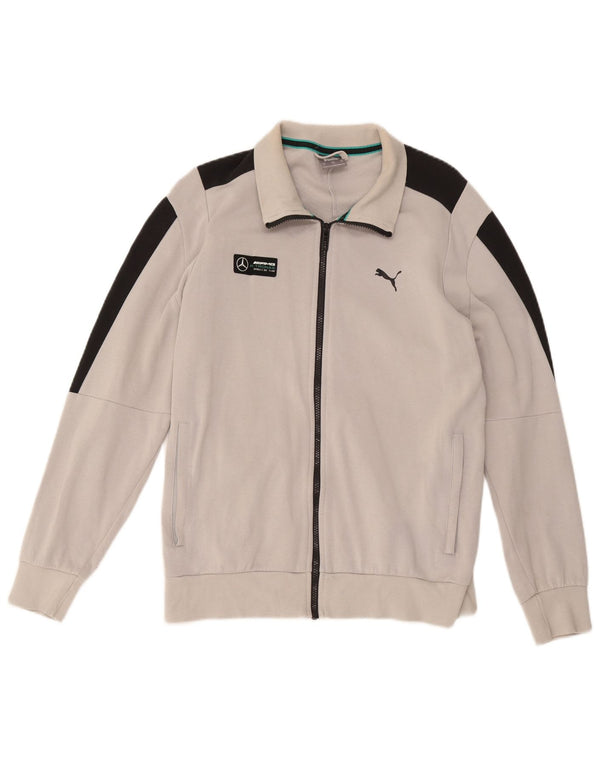 Puma Damen-Trainingsanzug-Oberteiljacke UK 16 Large Graue Colourblock-Baumwolle