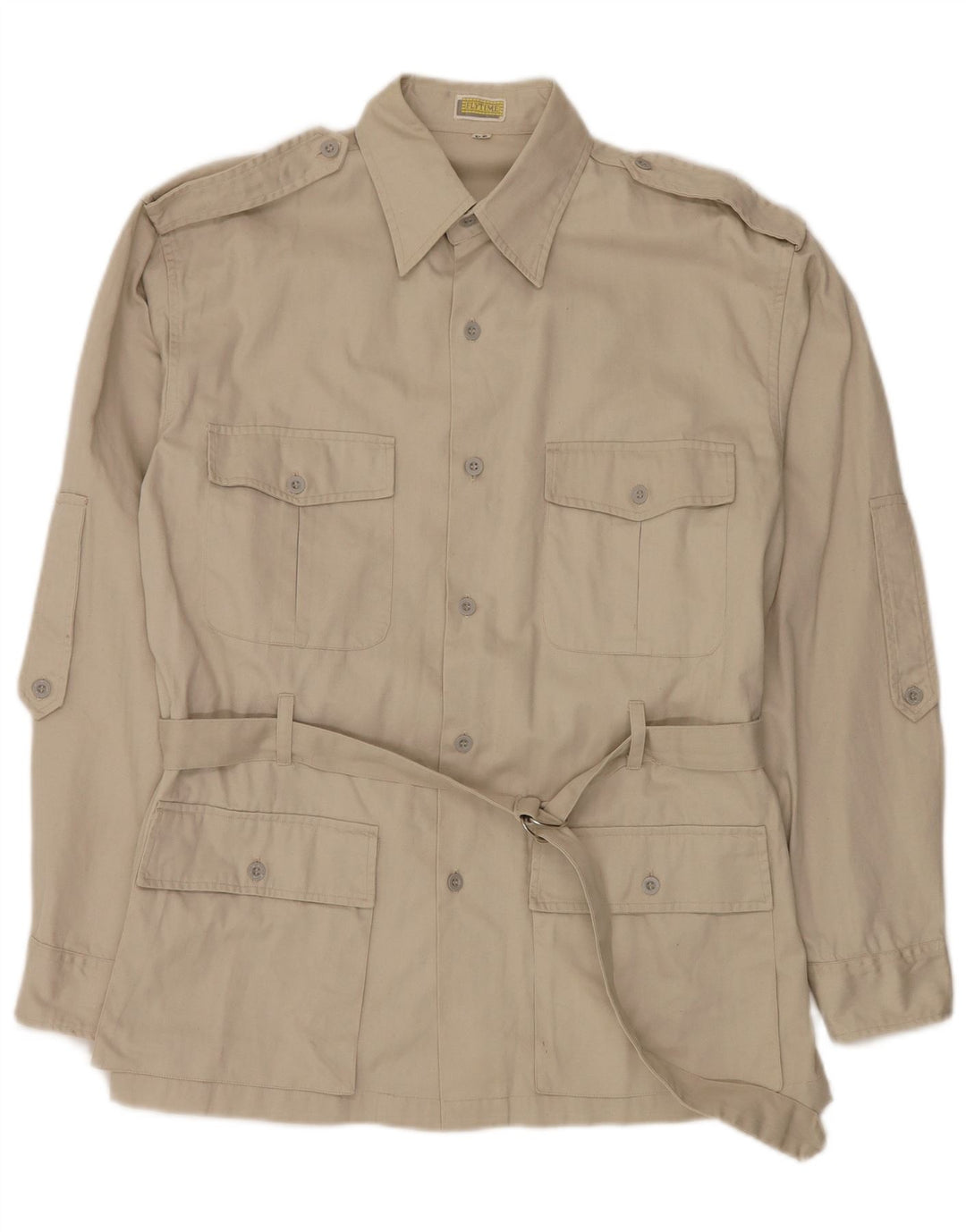 FLY TIME Herren-Militärhemd IT 52 Large Beige Baumwolle