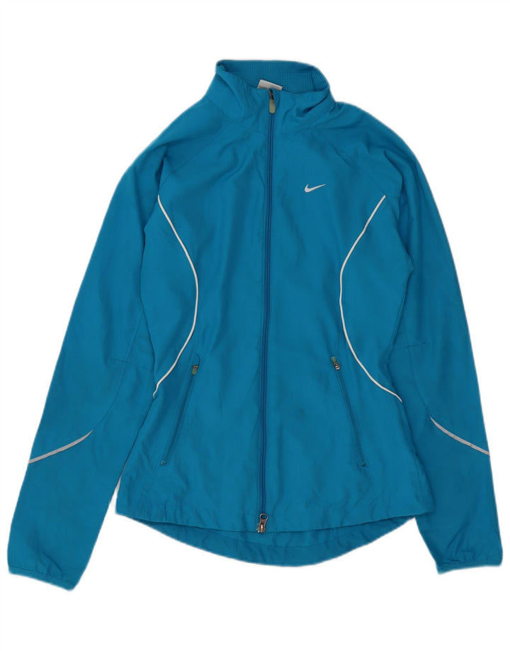 NIKE Womens Oversized Tracksuit Top Jacket UK 6 XS Blue Polyester
