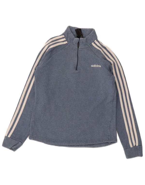 Adidas Damen-Sweatshirt mit Reißverschluss, UK 4/6 XS, blaue Baumwolle