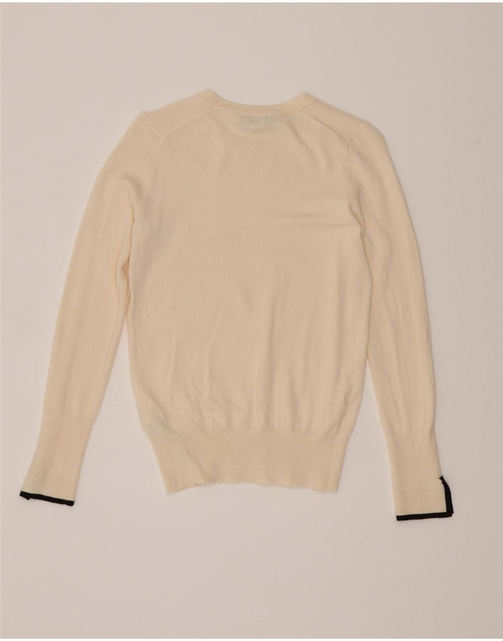 Zara Damen-Pullover mit Rundhalsausschnitt, Gr. 8, Größe S, cremefarbene Viskose