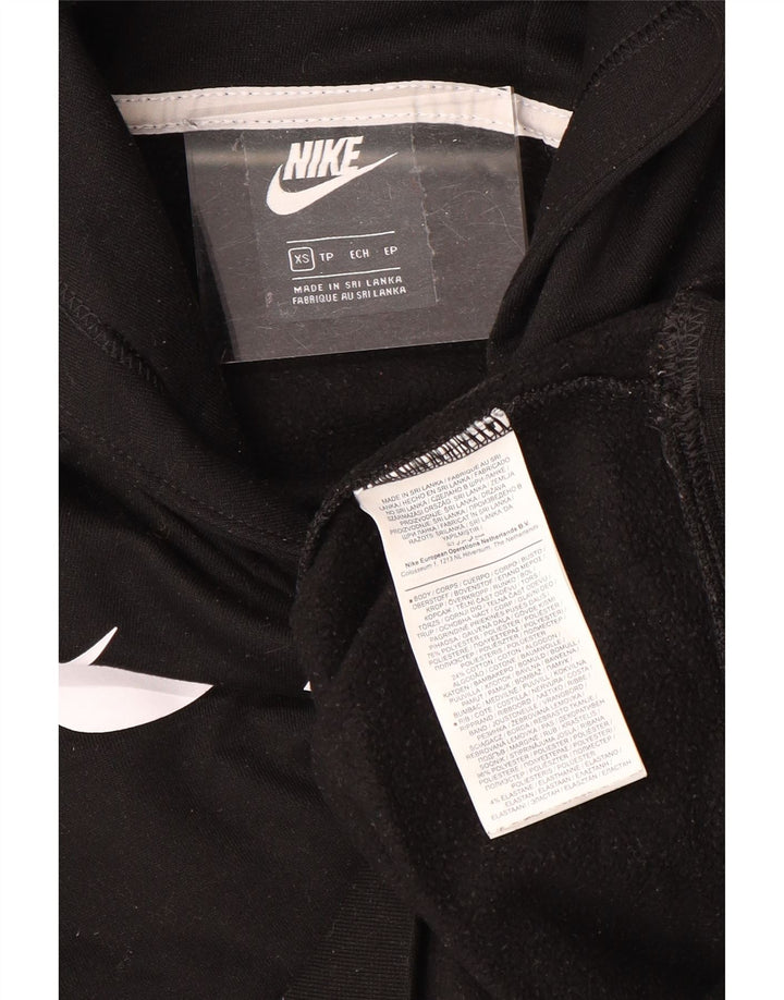 NIKE Womens Oversized Crop Graphic Hoodie Pullover UK 6 XS Schwarz Polyester