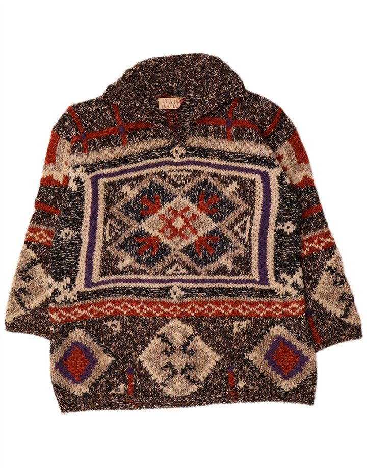 Vintage Herren Rollkragenpullover, groß, mehrfarbig, geometrisch