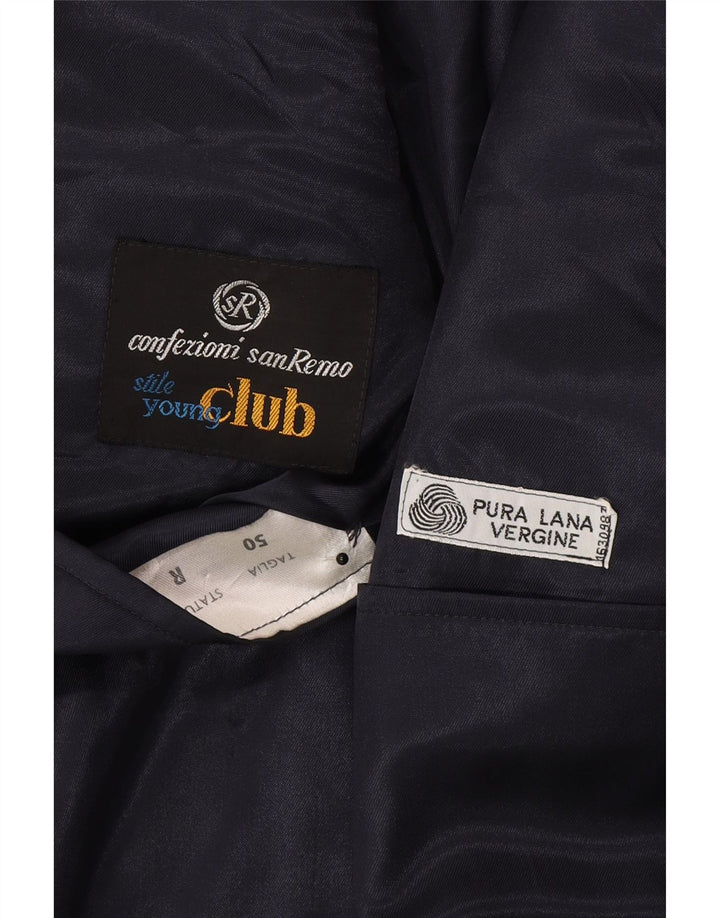 Vintage Herren Club Blazer Jacke IT 50 Groß Marineblau gestreift