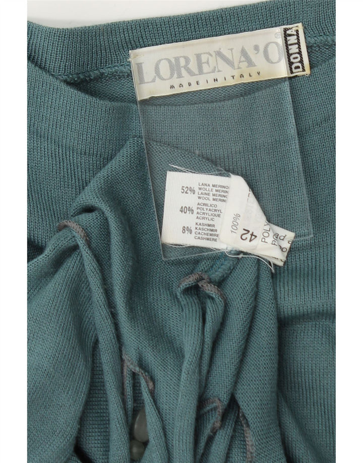 VINTAGE Womens Boat Neck Jumper Sweater IT 44 Medium Blue Wool Vintage Vintage and Second-Hand Vintage from Messina Hembry 