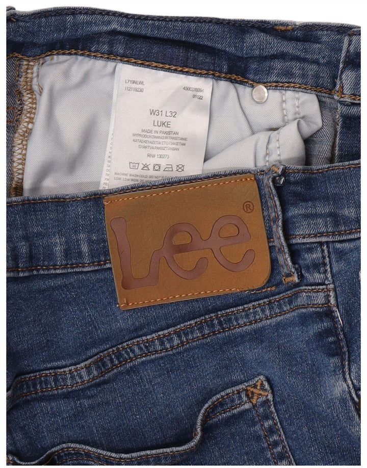 Lee Damen Luke Slim Jeans W31 L32 Blaue Baumwolle