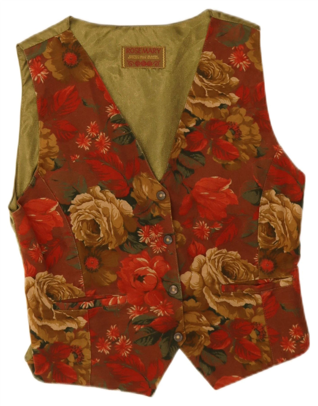 Rosemary Damen Weste UK 12 Mittelrot geblümt