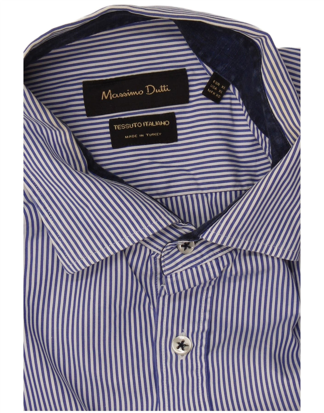 MASSIMO DUTTI Herrenhemd XL Blauer Nadelstreifen