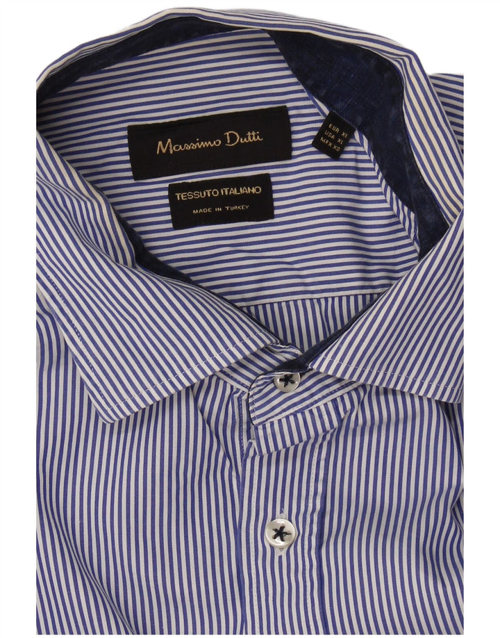 MASSIMO DUTTI Herrenhemd XL Blauer Nadelstreifen