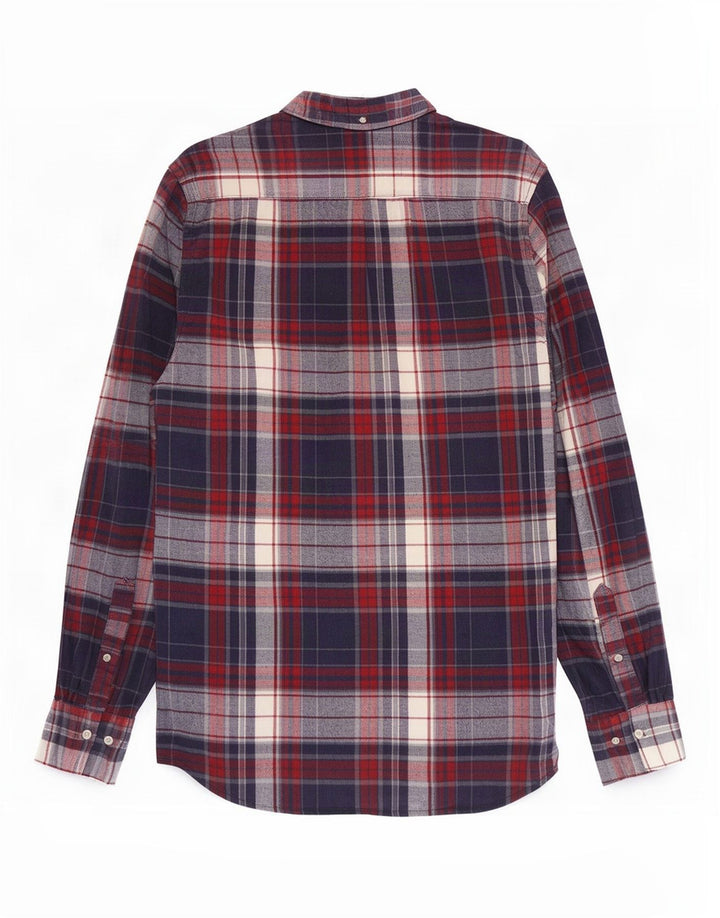 French Connection Herren-Flanellhemd, mittelblau, kariert, Baumwolle