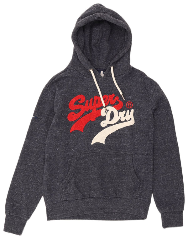 Superdry Herren-Kapuzenpullover mit Grafik, groß, marineblau gesprenkelte Baumwolle
