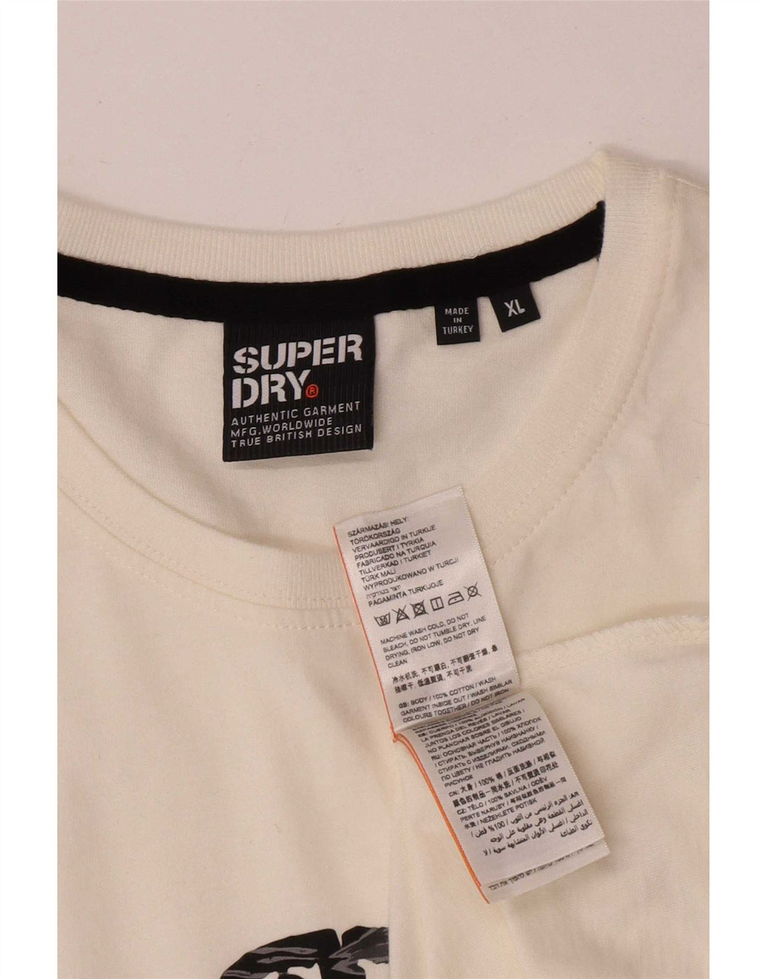 Superdry Herren Grafik-T-Shirt-Oberteil XL aus weißer Baumwolle