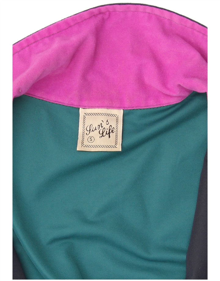 Vintage Herren-Trainingsanzug aus Velours, Jacke, klein, mehrfarbig, Farbblock