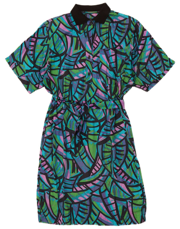 Vintage Damen A-Linien-Kleid UK 14 Großes mehrfarbiges Farbblockkleid