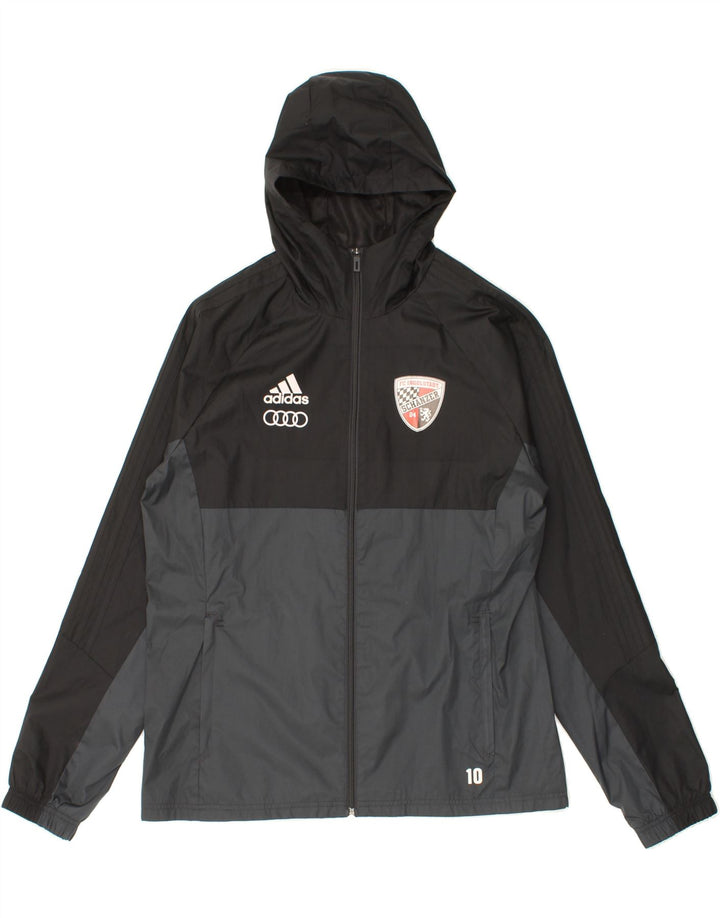 ADIDAS Herren Regenjacke mit grafischer Kapuze, UK 38, Mittelschwarz, Farbblock