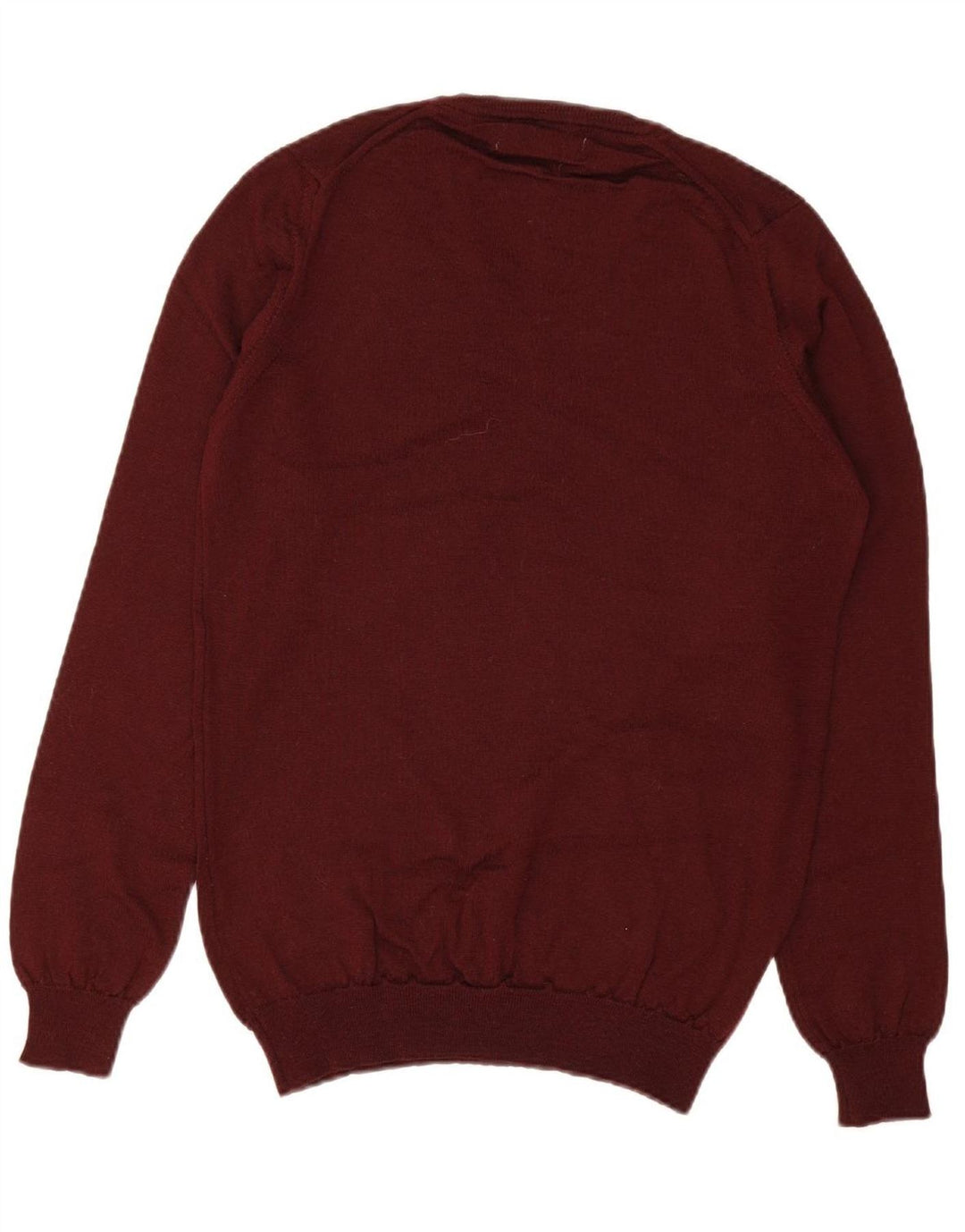 ZARA Mens V-Neck Jumper Sweater Medium Burgundy Wool