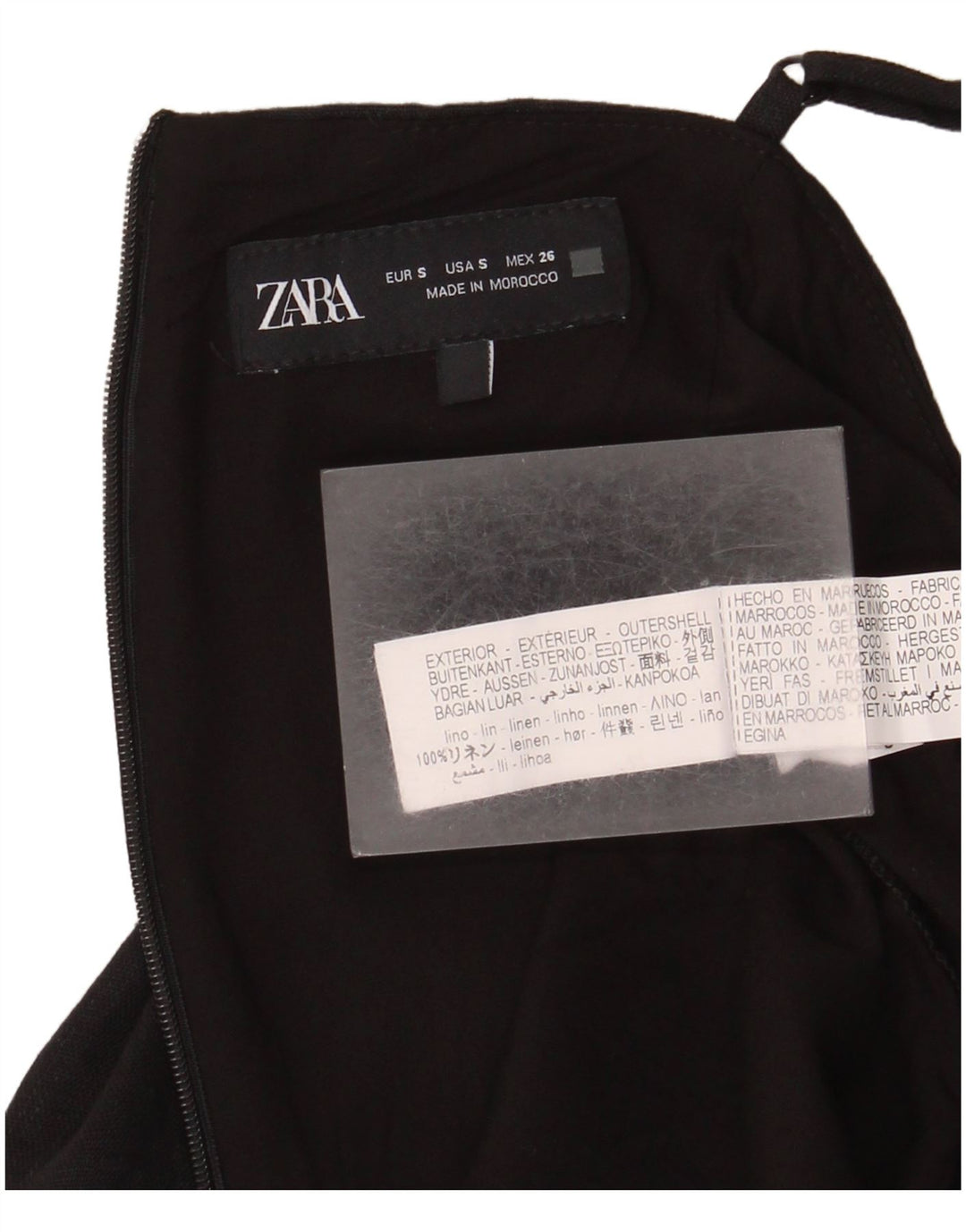 Zara Damen Playsuit UK 10 Small Schwarz Leinen
