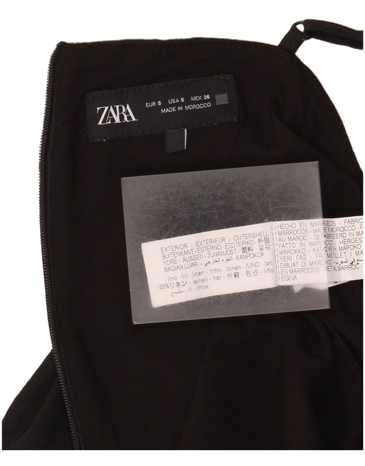 Zara Damen Playsuit UK 10 Small Schwarz Leinen