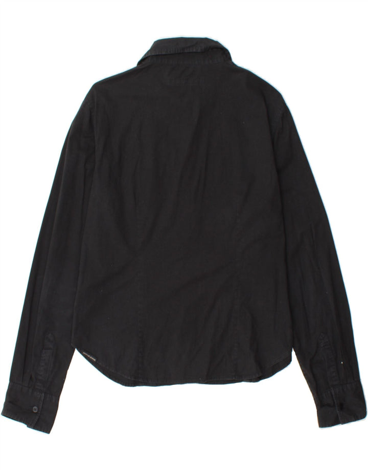 DKNY Womens Shirt UK 16 Large Black Cotton Vintage Dkny and Second-Hand Dkny from Messina Hembry 