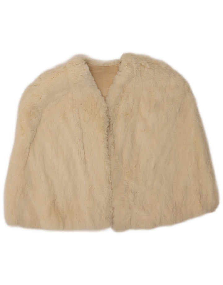 Vintage Damen Capelet-Mantel aus Kunstfell, Einheitsgröße, gebrochenes Weiß