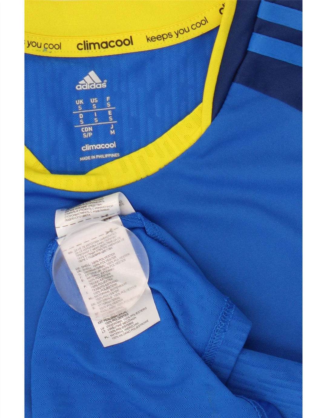 Adidas Herren Climacool T-Shirt Top Small Blau Colourblock Polyester