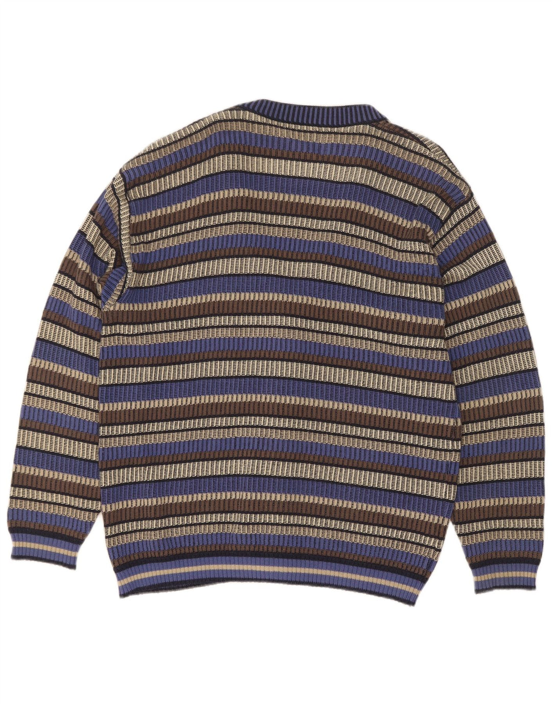 Marc Rene Herren-Cardigan-Pullover IT 52 Große blau gestreifte Baumwolle