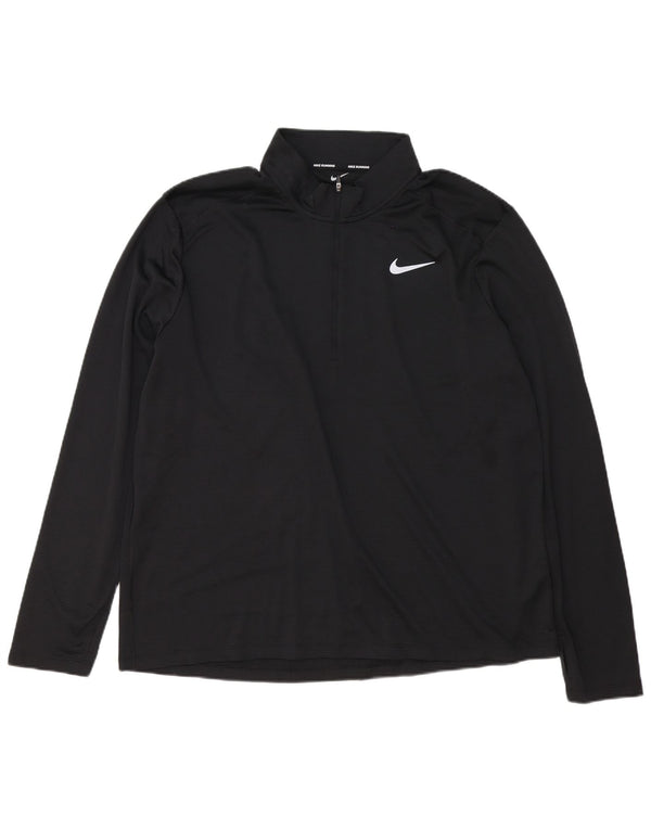 Nike Herren Dri Fit Zip Neck Pullover Trainingsanzug Top 2XL Schwarz Polyester