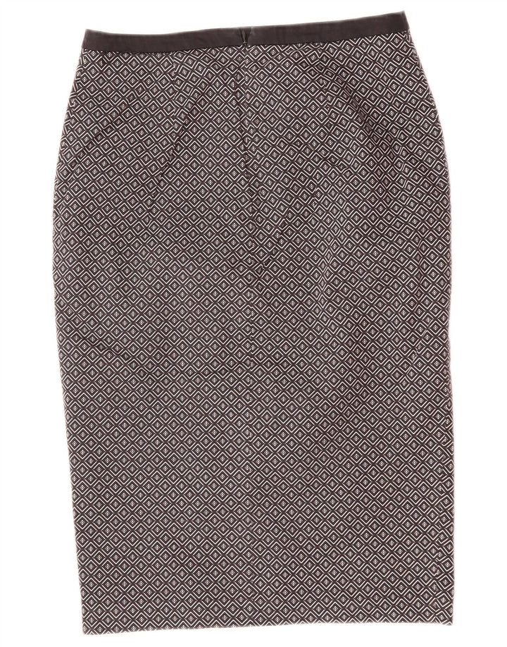 Oasis Damen Midirock UK 10 Small W29 Schwarz Geometrisch