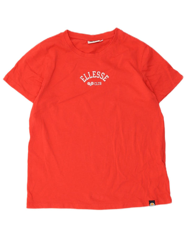 Ellesse Womens Graphic T-Shirt Top UK 10 Small Rote Baumwolle