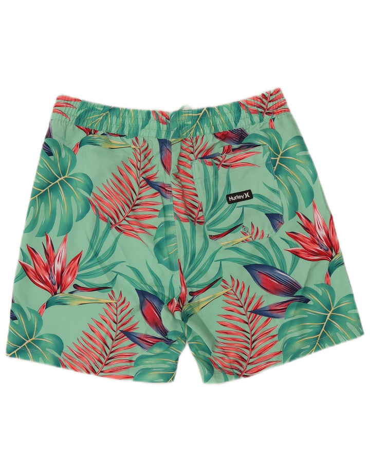 HURLEY Herren-Badeshorts aus mittelgrünem, geblümtem Polyester
