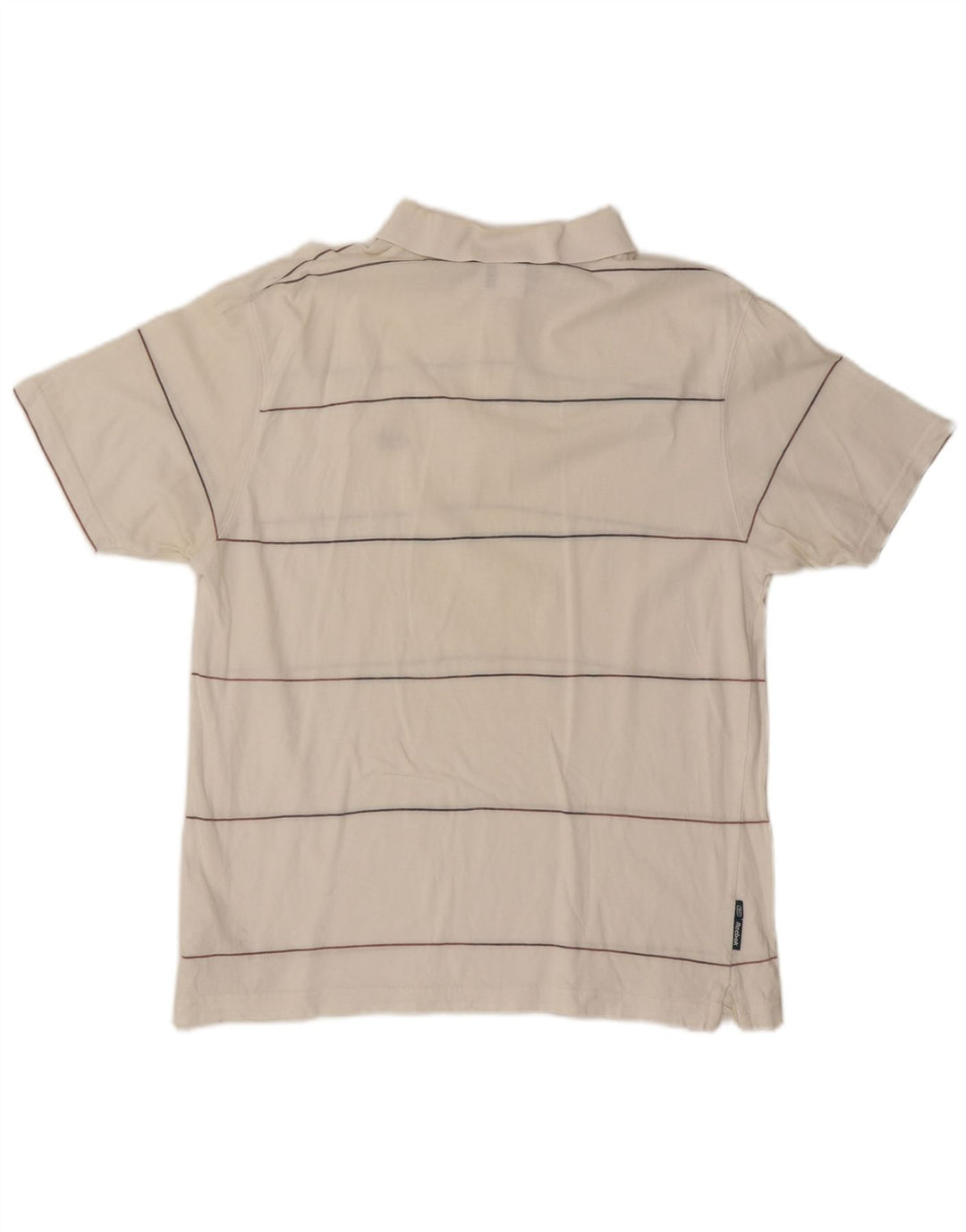REEBOK Mens Polo Shirt Medium Off White Striped Cotton