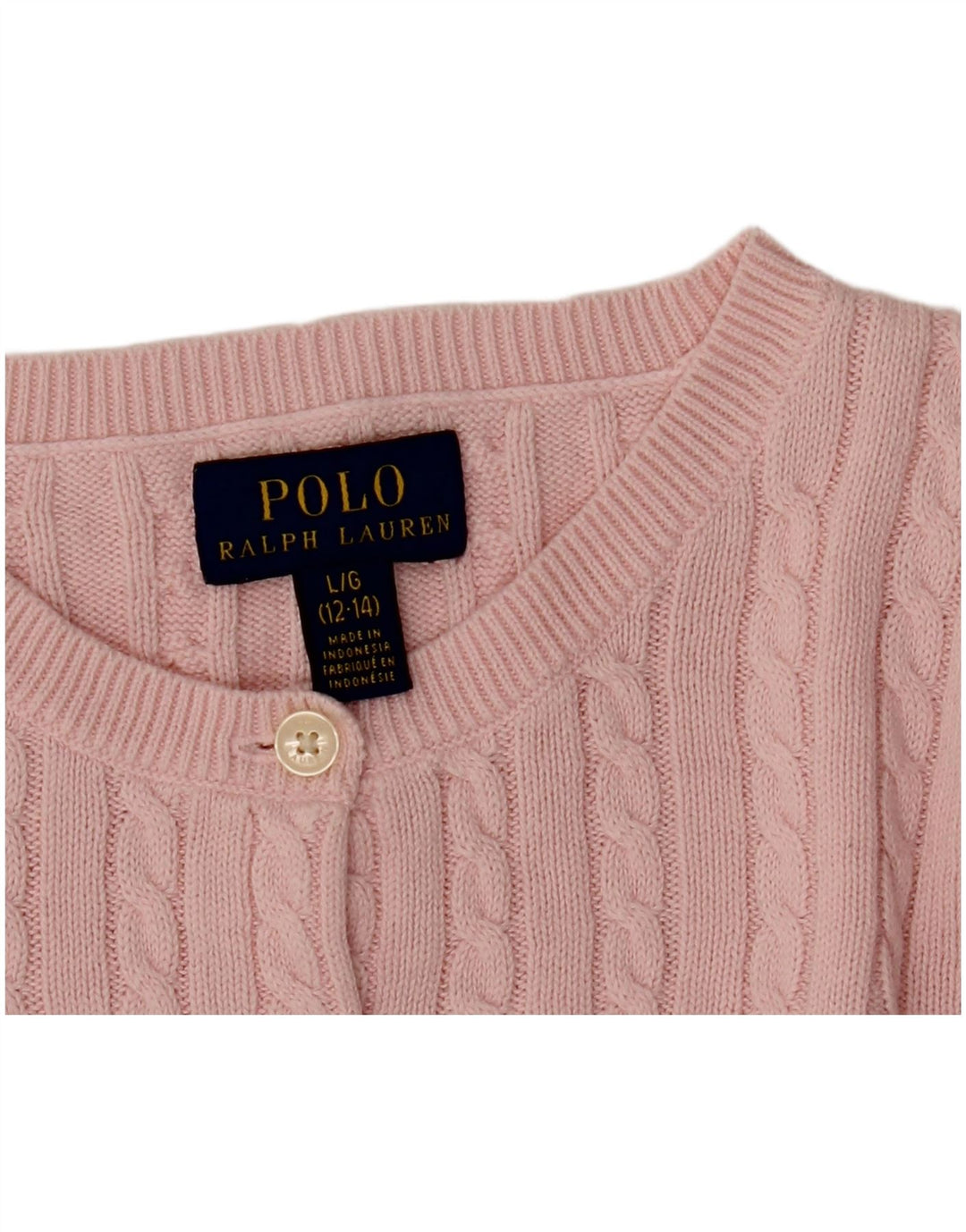 POLO RALPH LAUREN Strickjacke für Mädchen, 12–13 Jahre, Größe L, Rosa