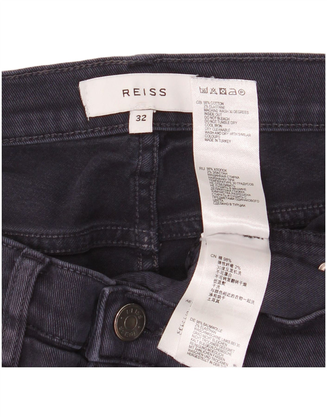 Reiss Herren Straight Jeans W32 L33 Marineblaue Baumwolle