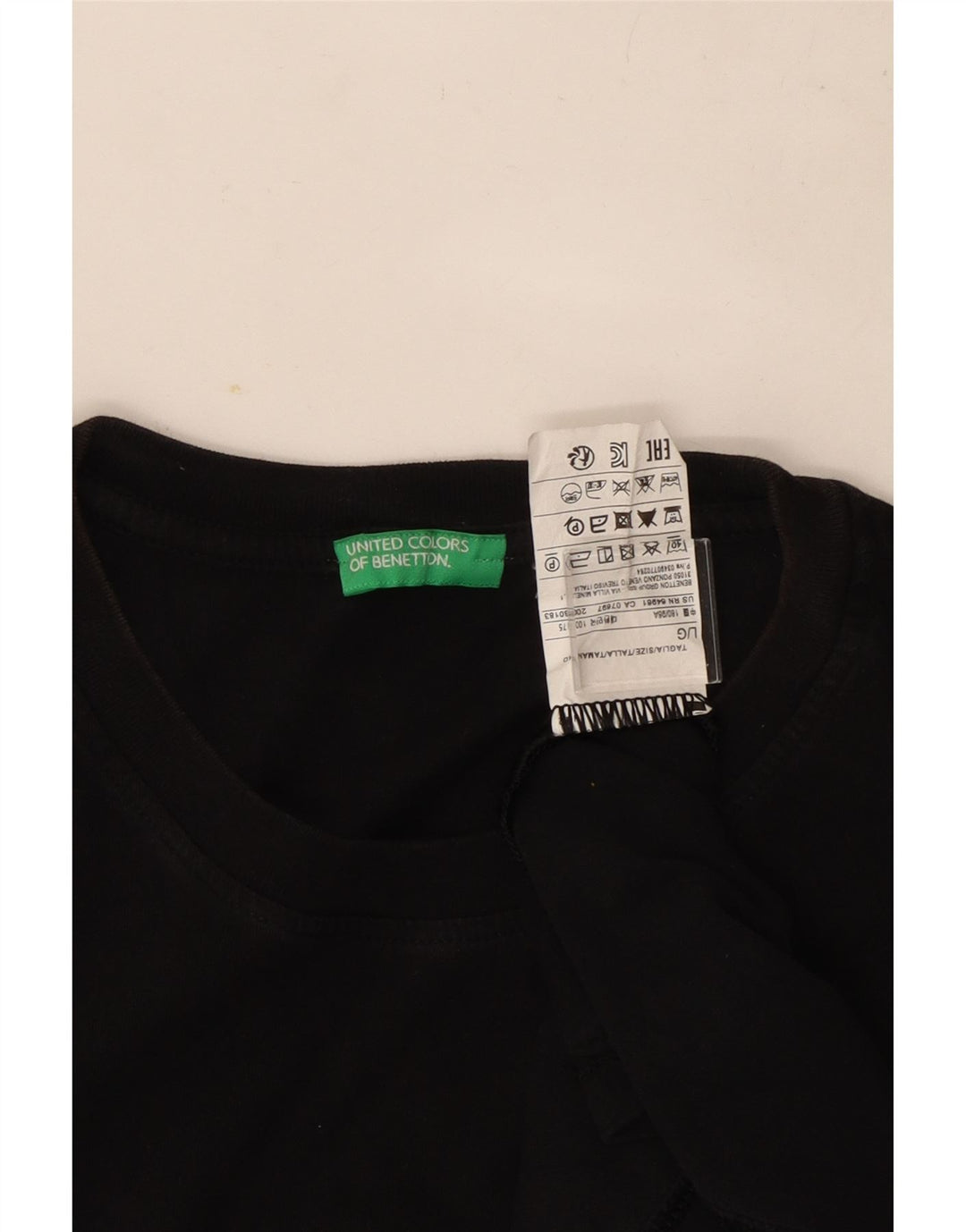 Benetton Herren T-Shirt Top Large Schwarz Baumwolle