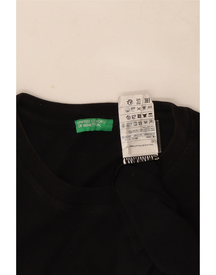 Benetton Herren T-Shirt Top Large Schwarz Baumwolle
