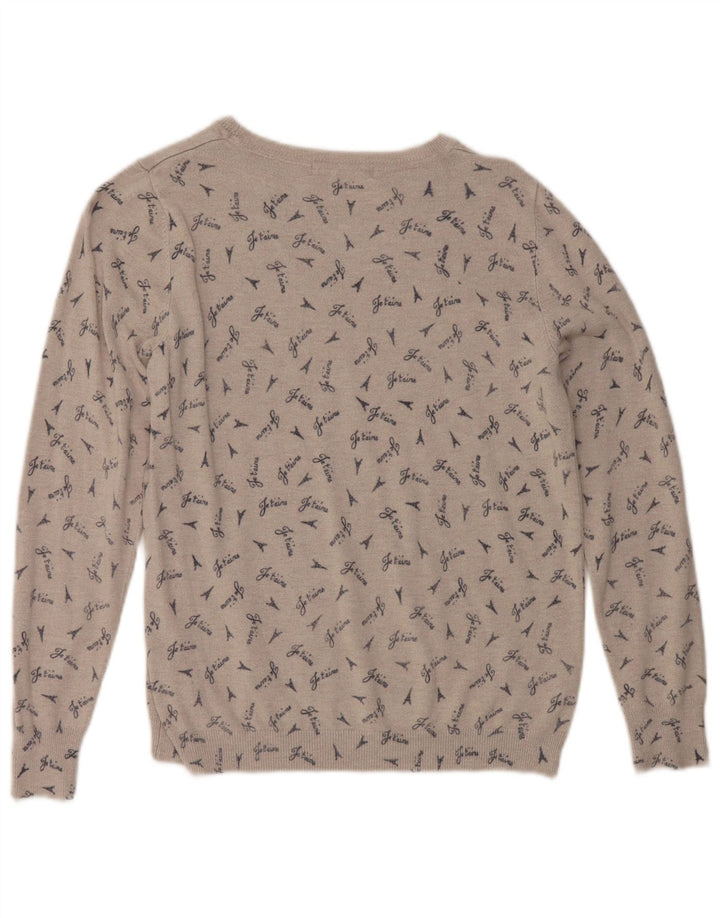 Marks & Spencer Damen Pullover mit grafischem U-Boot-Ausschnitt, Gr. 14, Mittelgrau