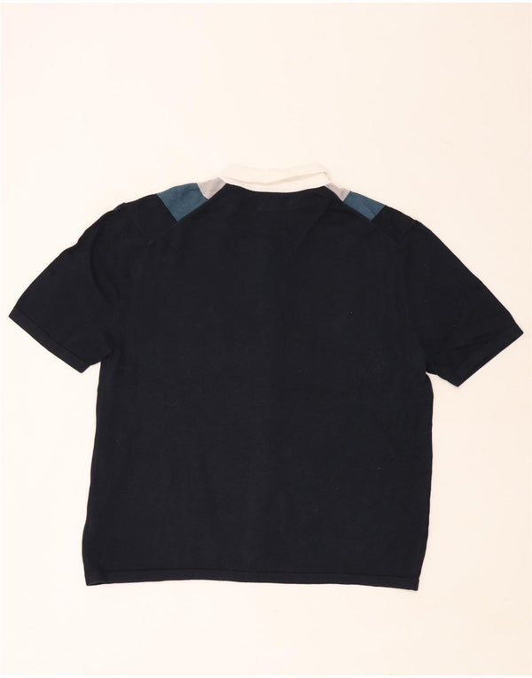 Marks & Spencer Herren-Strickjacke mit kurzen Ärmeln, XL, Marineblau gestreift