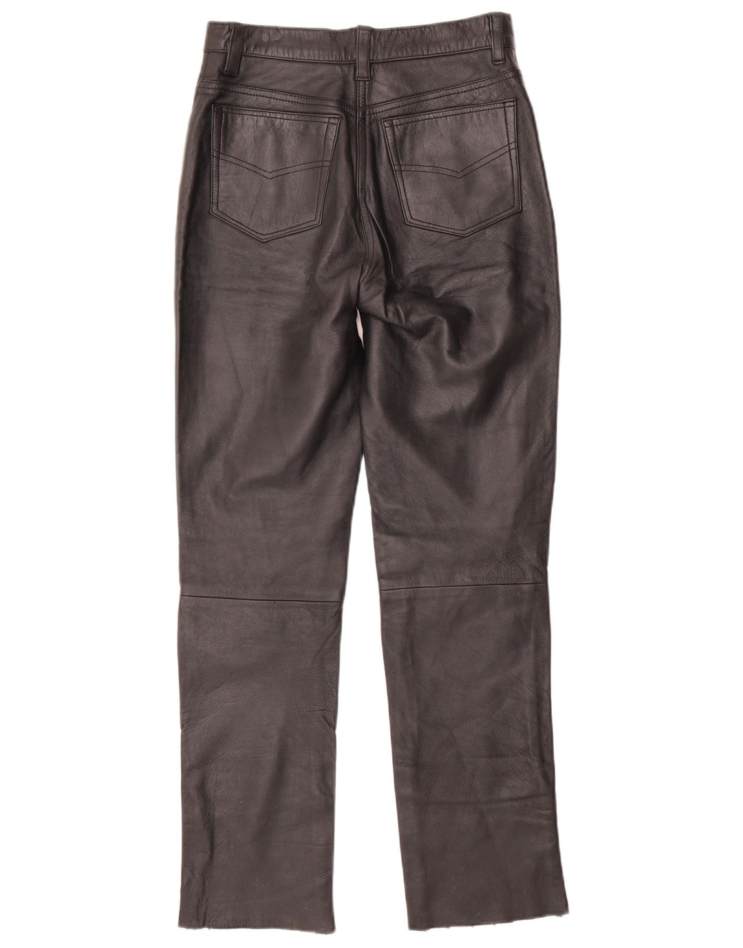 VINTAGE Damen Slim Lederhose W28 L30 Schwarz