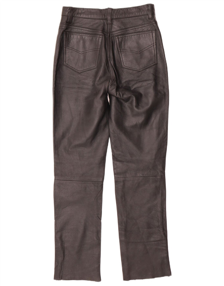 VINTAGE Damen Slim Lederhose W28 L30 Schwarz