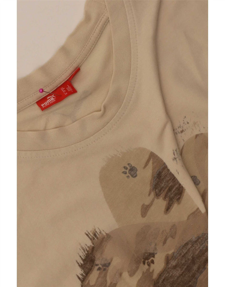 Puma Herren Grafik T-Shirt Top Large Beige