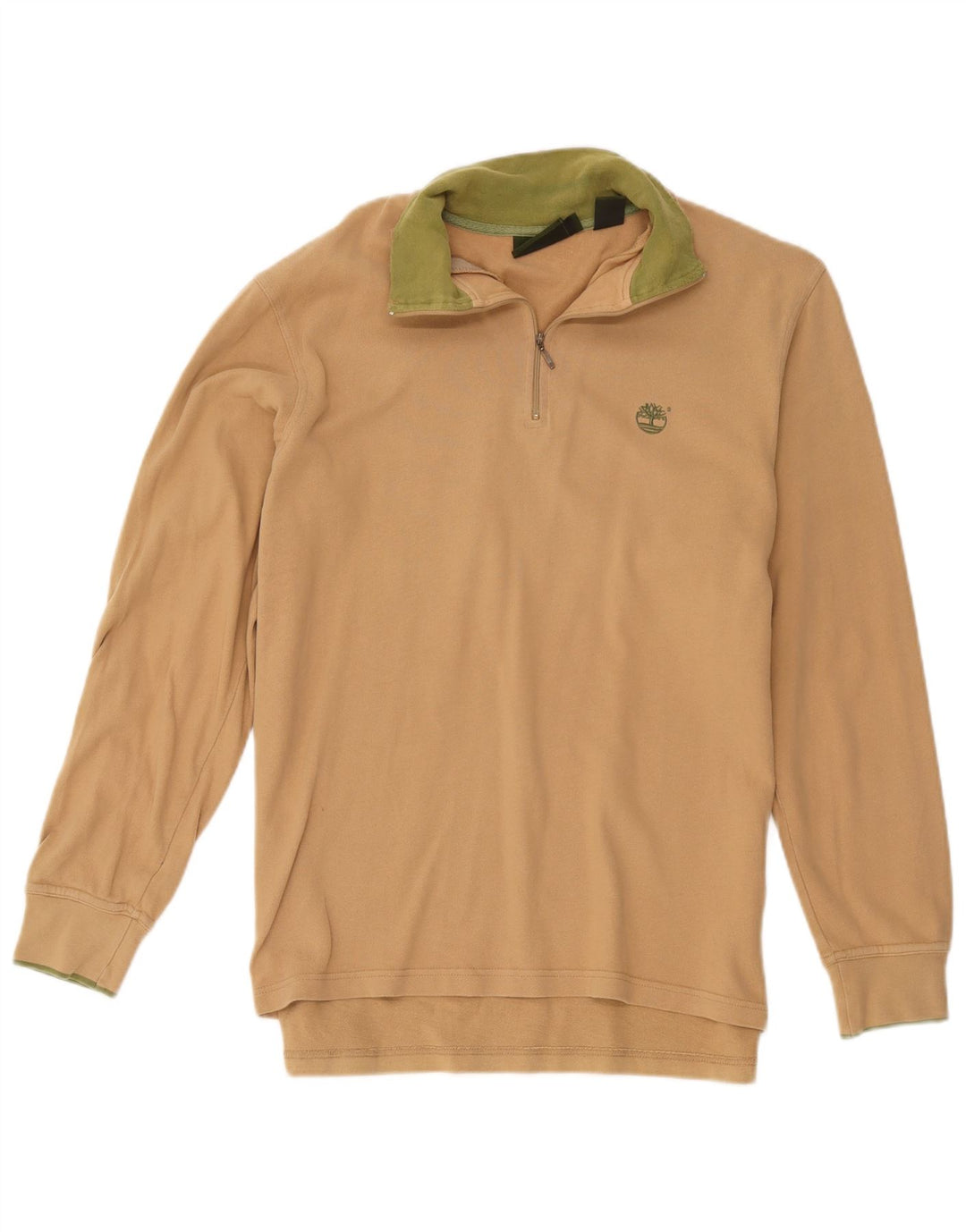 Timberland Herren-Sweatshirt mit Reißverschluss am Hals, Größe S, beige, Baumwolle