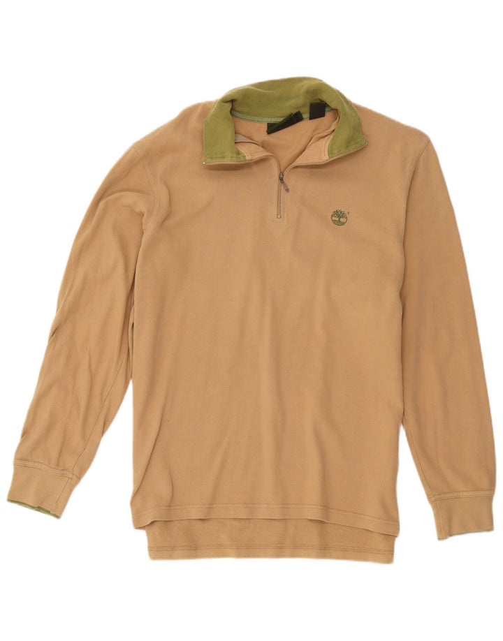 Timberland Herren-Sweatshirt mit Reißverschluss am Hals, Größe S, beige, Baumwolle
