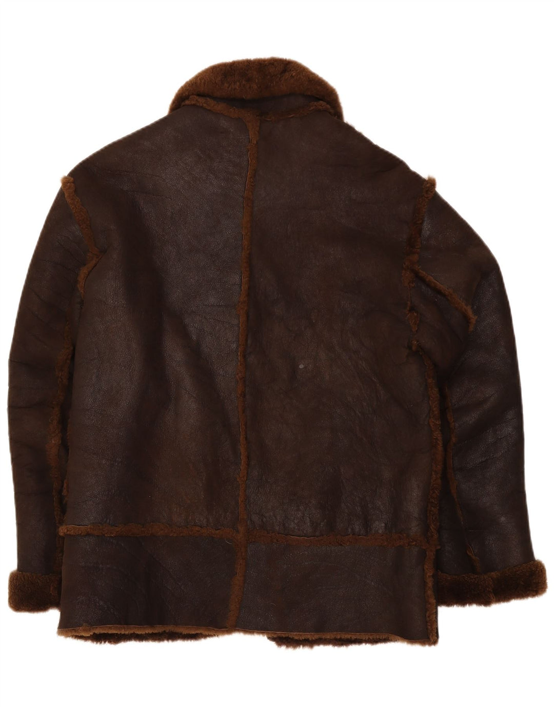 Vintage Herren Shearling Jacke IT 50 Großes braunes Leder