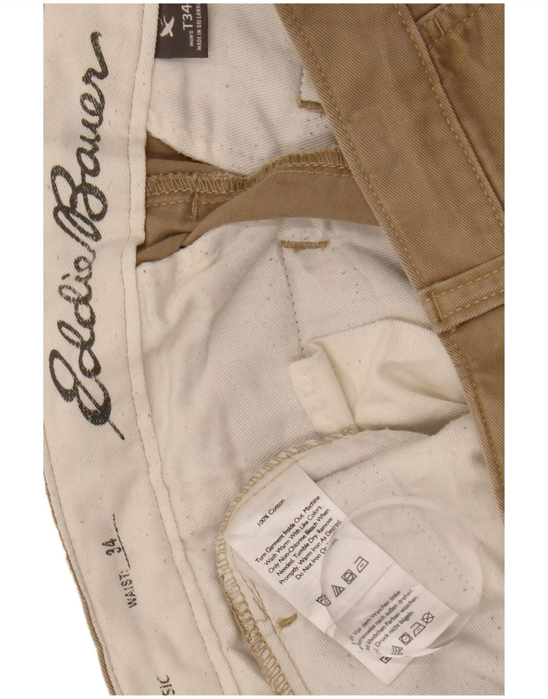 EDDIE BAUER Herren Chinoshorts W34 Large Beige Baumwolle