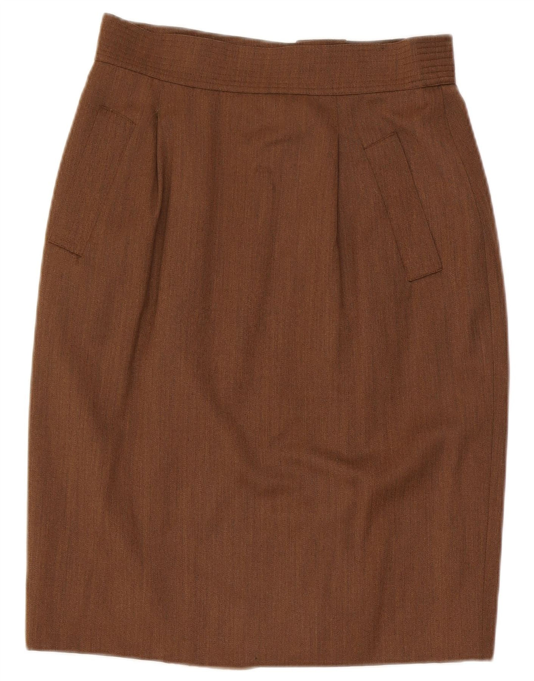 Max Mara Damen Bleistiftrock UK 16 Large W32 Braune Wolle